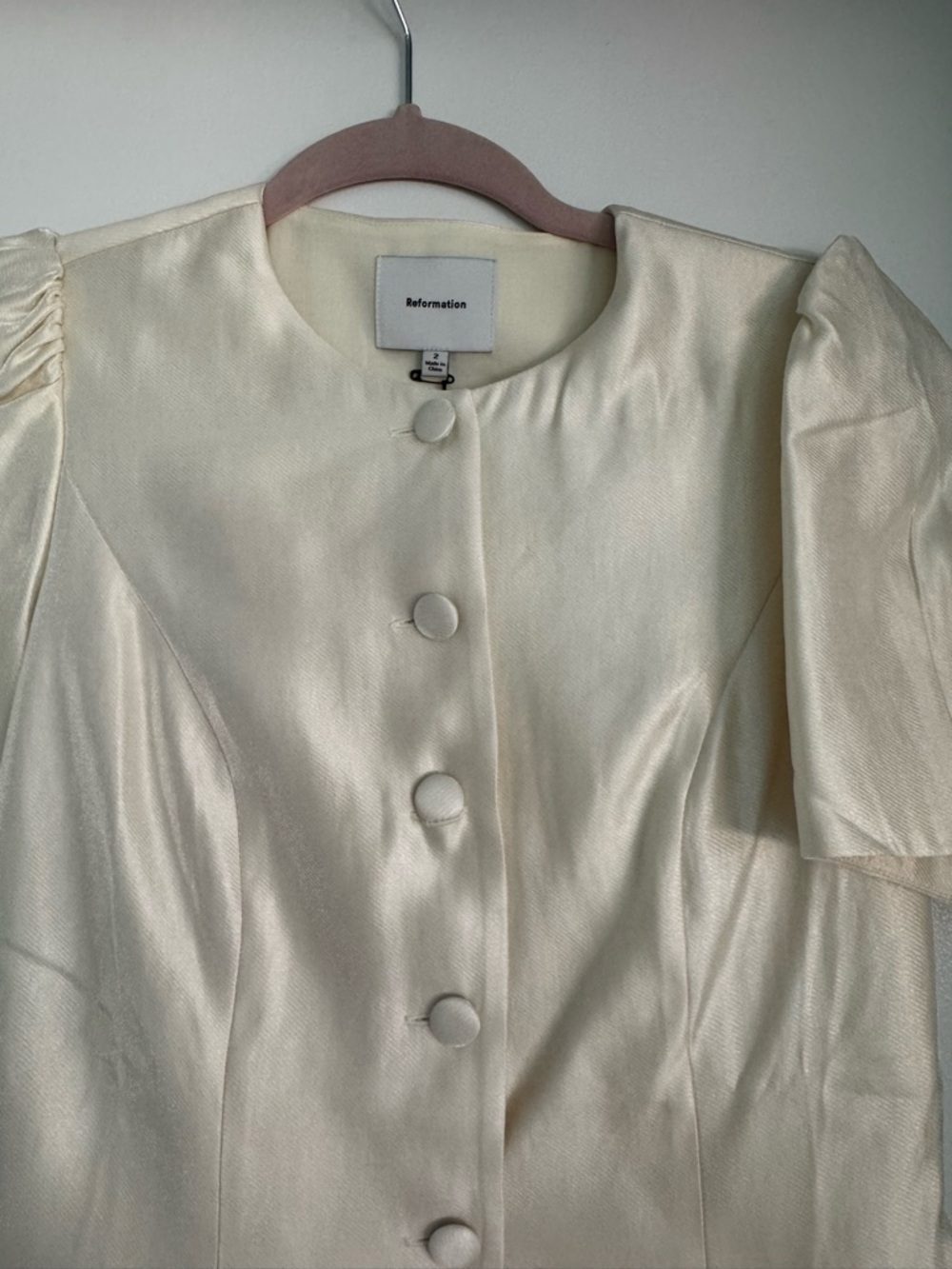 Reformation Mika Two Piece, Cream Mini Skirt - Neutral Satin Finish - Picture 6 of 12